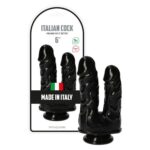 Dildo Doppio Caino e Abele Black 6" Italian Cock – Podwójne Dildo z Przyssawką