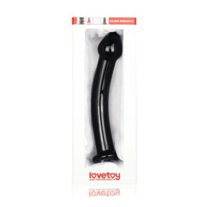Dildo 7.5" Glass Romance Black – Elegancka Szklana Zabawka z Wygiętym Trzonem