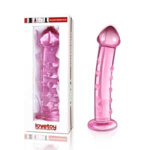 Dildo 7.5" Glass Romance Pink – Zmysłowa Szklana Zabawka z Wygiętym Trzonem