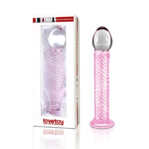 Dildo 7.5" Glass Romance Pink – Elegancka Szklana Zabawka z Różową Spiralą