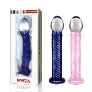 Dildo 7.5" Glass Romance Pink – Elegancka Szklana Zabawka z Różową Spiralą