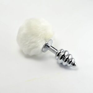 Spiralny korek analny z pomponem Plug  White