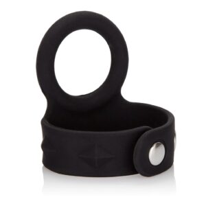 Pierścień erekcyjny 3-Snap Scrotum Ring - Medium Black