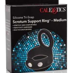 Pierścień erekcyjny 3-Snap Scrotum Ring - Medium Black