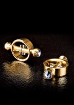 Luksusowe zaciski magnetyczne na sutki w kolorze złotym