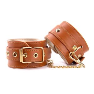 Cognacowe stylowe kajdanki na kostki Blaze Elite