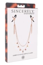 Bursztynowy naszyjnik z klamrami na sutki SINCELERY