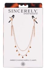 Bursztynowy naszyjnik z klamrami na sutki SINCELERY