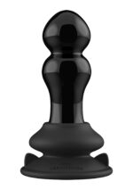 Szklany plug analny Rimly - With Suction Cup and Remote - 10 Speed - Black
