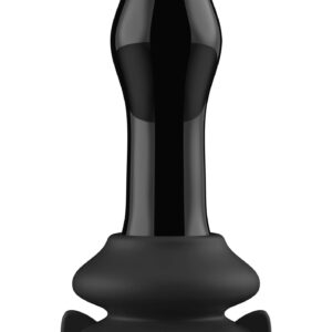 Szklany plug analny Pluggy - With Suction Cup and Remote - 10 Speed - Black