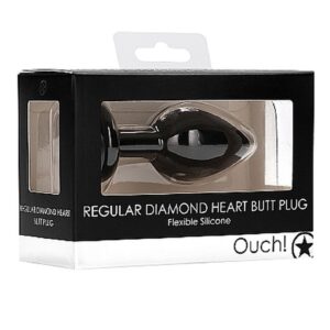 Korek Diamond Heart Butt Plug - Regular - Black
