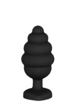 Korek analny Regular Ribbed Diamond Heart Plug - Black