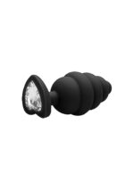 Korek analny Regular Ribbed Diamond Heart Plug - Black