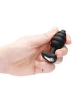 Korek analny Regular Ribbed Diamond Heart Plug - Black