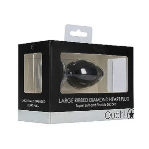 Korek analny Large Ribbed Diamond Heart Plug - Black