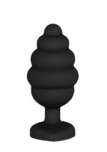 Korek analny Large Ribbed Diamond Heart Plug - Black