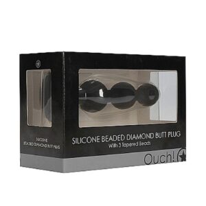 Korek analny Silicone Beaded Diamond Butt Plug - Black