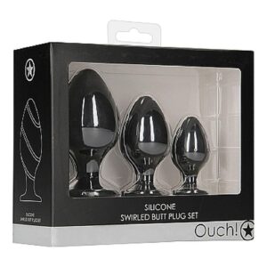 Plugi analne Swirled Butt Plug Set - Black