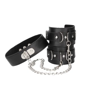 Bonded Leather Collar With Hand Cuffs