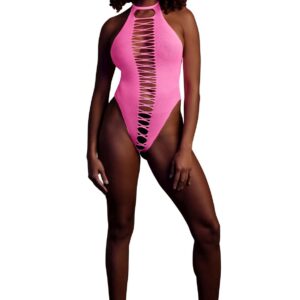 Różowe body z wysokim wycięciem od Ouch! XS/L