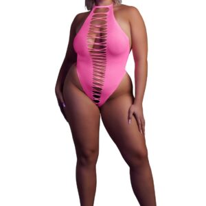Różowe body z wysokim wycięciem od Ouch! XL/XXXXL