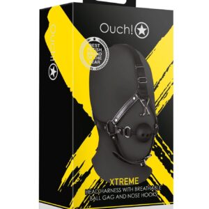 Uprząż z kneblem kulkowym i haczykami na nos