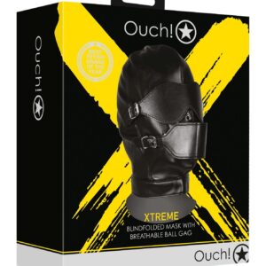 Maska z opaską na oczy i oddychającym kneblem kulkowym