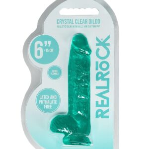 6"""" / 15 cm Realistic Dildo With Balls - Turquoise