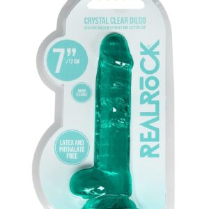 7"""" / 19 cm Realistic Dildo With Balls - Turquoise