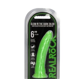 Dildo analne with Suction Cup - Glow in the Dark - 6'' / 15,5 cm