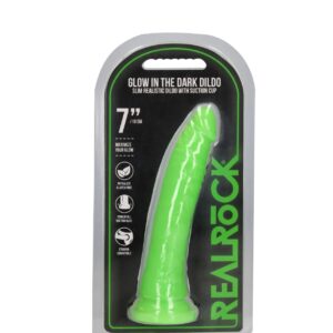 Dildo analne with Suction Cup - Glow in the Dark - 7'' / 18 cm