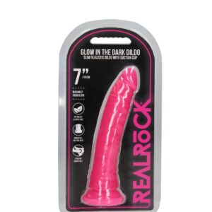 Dildo analne with Suction Cup - Glow in the Dark - 7'' / 18 cm