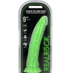 Dildo analne with Suction Cup - Glow in the Dark - 9'' / 22,5 cm