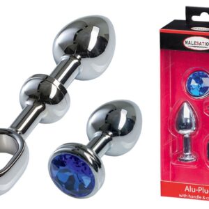 MALESATION Alu-Plug with handle & crystal small, chrome