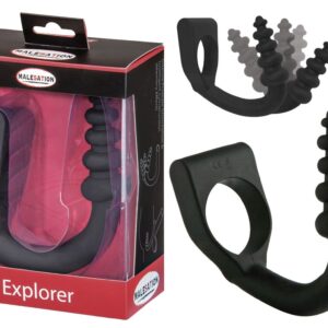 Pierścień na penisa z wtyczką z mocnym silnikiem z 5 trybami wibracji MALESATION Explorer