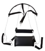 Czarna huśtawka miłosna z siedziskiem, oparciem i zdejmowanymi pętlami na nogi