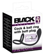 Plug analny Black Velvets Cock + Ball ring
