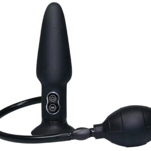 Pompowany Plug Analny True Black Vibrating Butt Plug