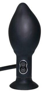 Pompowany Plug Analny True Black Vibrating Butt Plug