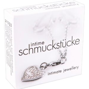 Srebrny naszyjnik z kryształowym serduszkiem i klipsami labia