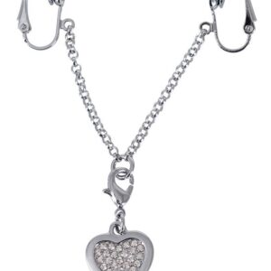 Srebrny naszyjnik z kryształowym serduszkiem i klipsami labia