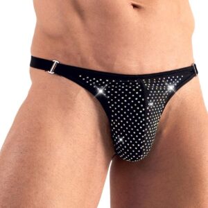 Męskie stringi z brokatowymi kamieniami L