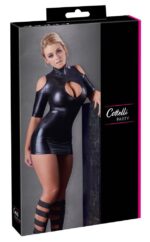 Czarna sukienka wetlook z krótkim rękawem od Cottelli XL