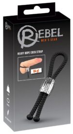 Czarna pętla na penisa Heavy Rope Cock Strap od Rebel