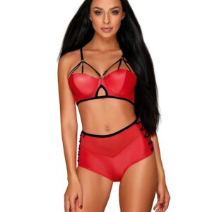 2-częściowy czerwony komplet bielizny od Obsessive L/XL