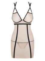 Beżowa koszulka z paskami i stringi od Obsessive S/M