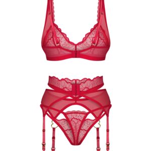 Czerwony koronkowy komplet bielizny od Obsessive 2XL/3XL