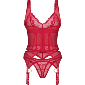 Czerwony gorset i stringi od Obsessive S/M