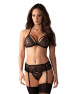 3-częściowy czarny komplet bielizny od Obsessive S/M