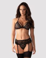 3-częściowy czarny komplet bielizny od Obsessive S/M